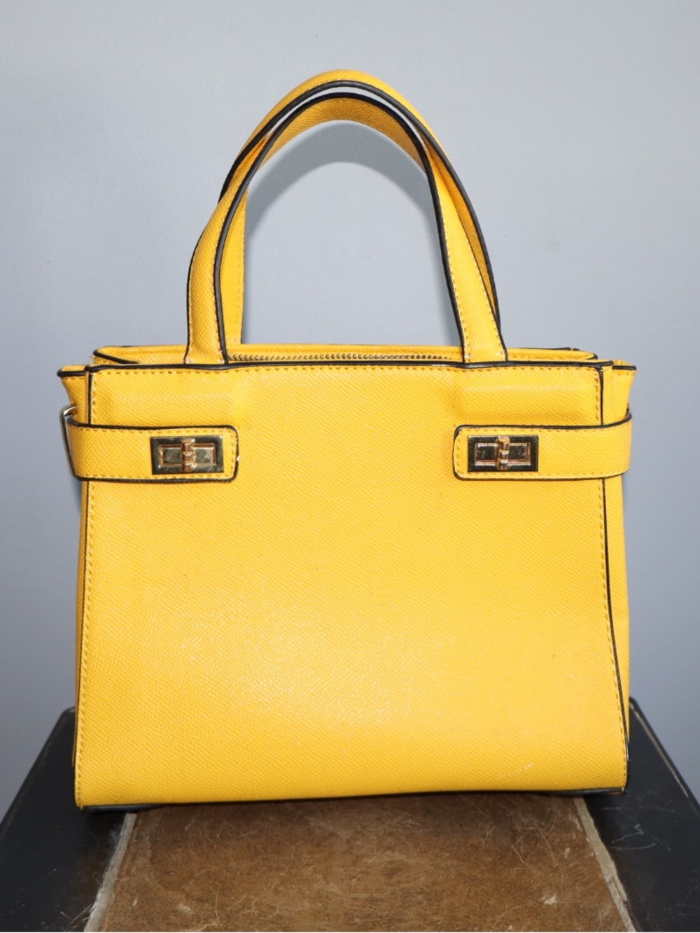 Yellow Structured Top-Handle Women’s Tote